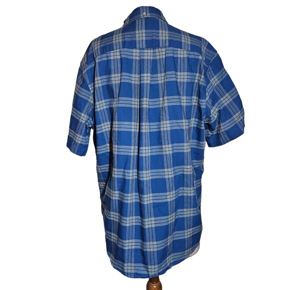 Blue Plaid Easy Care Button Up Shirt Size Large - Picture 2 of 3